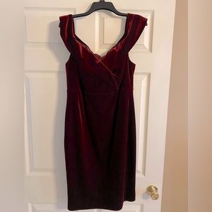 Bardot Bella Off the Shoulder Velvet Dress, Burgundy